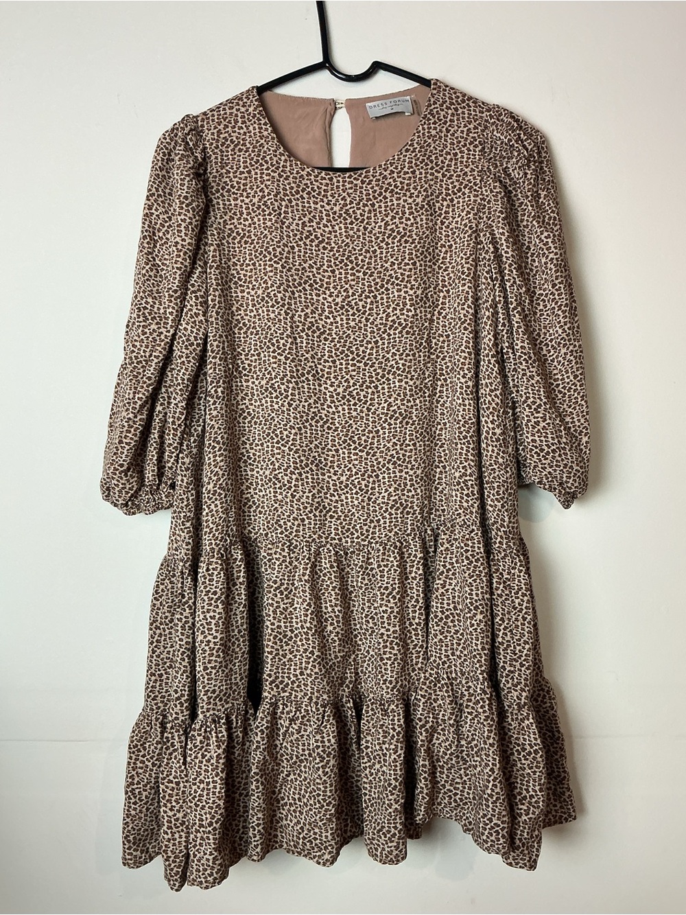 Dress Forum Cheetah Print Tiered Babydoll Mini Dress Women’s M Coquette Boho